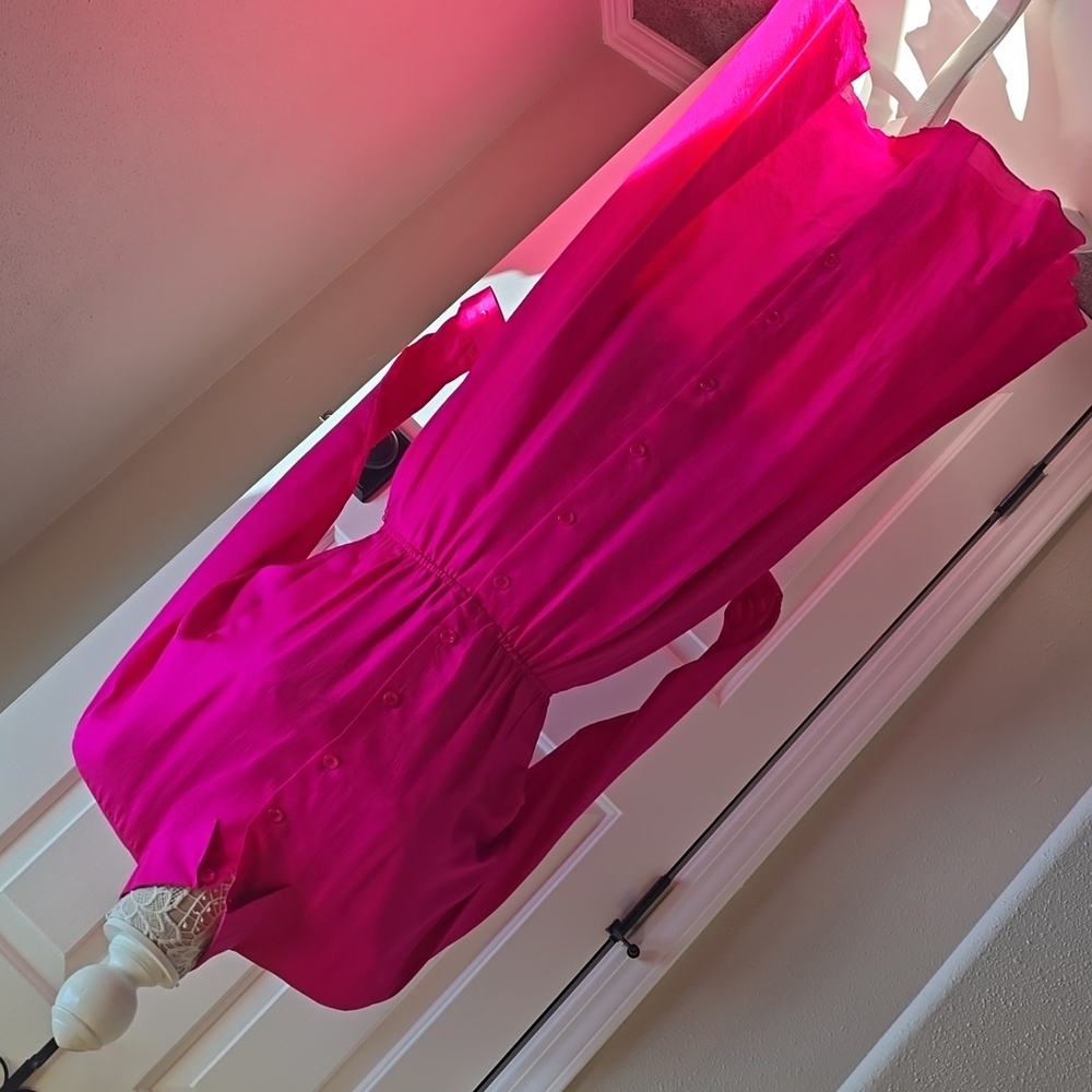 ARGENTI Vibrant Pink Vintage Silk Shirt Dress "Shirtwaister"